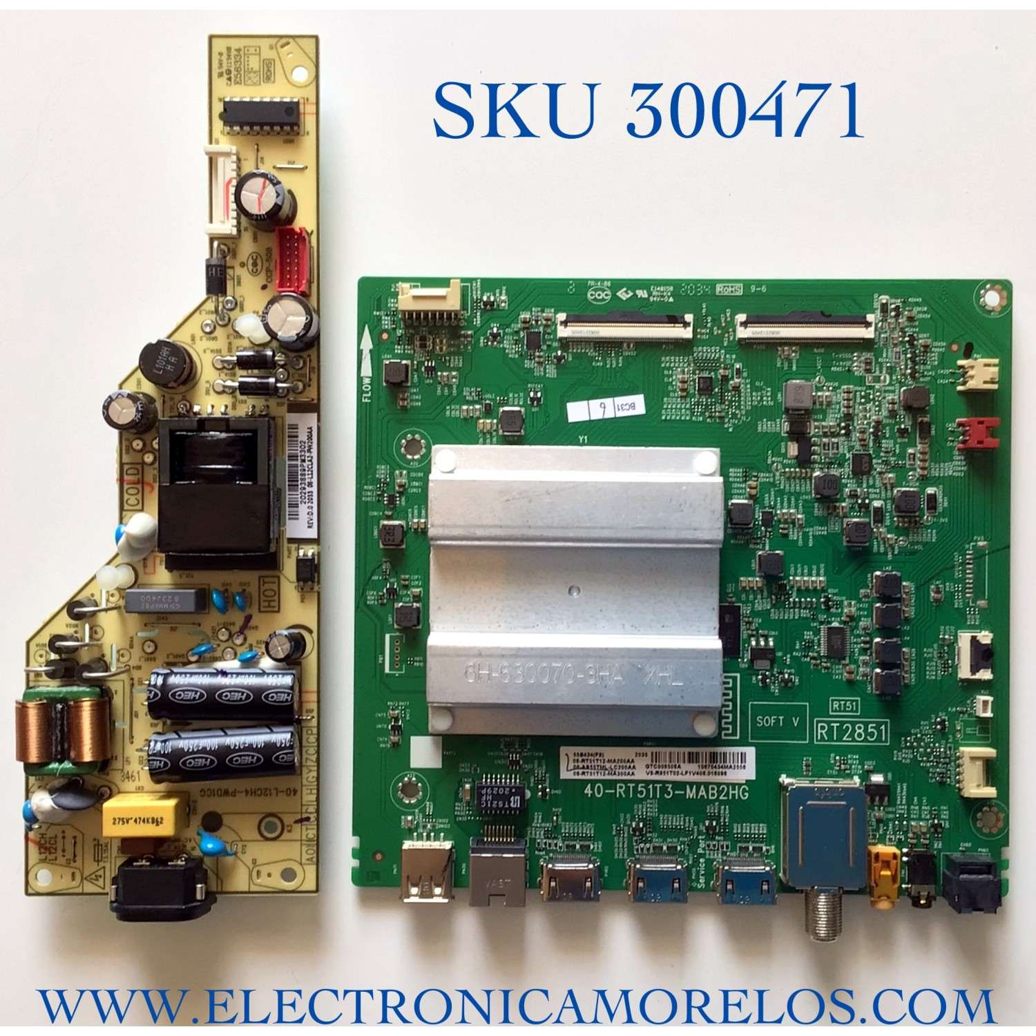 KIT DE TARJETAS PARA TV TCL MAIN 08-AS55TML-LC200AA / 40-RT51T3-MAB2HG / 08-RT51T12-MA200AA / 08-RT51T12-MA300AA / FUENTE 08-L12CLA2-PW200AA / 40-L12CH4-PWD1CG / PANEL LVU550NDEL AS9W00 / MODELO 55S434